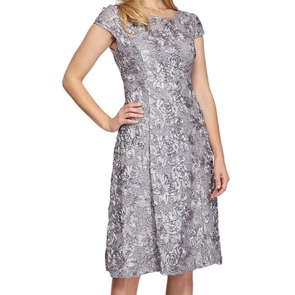 Alex Evenings Pewter Evening Dress 16P